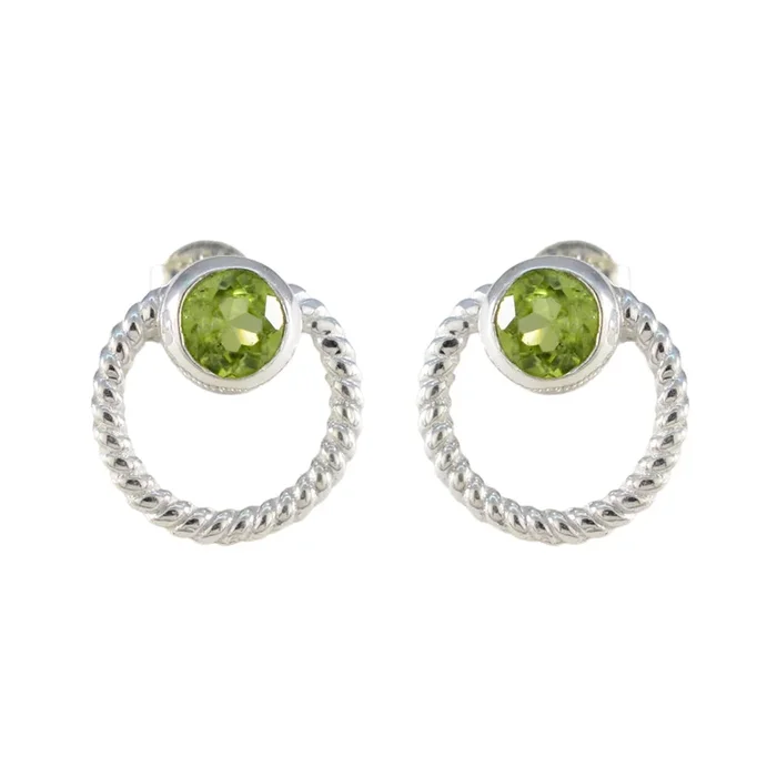 Peridot American Lourrdes Solitaire Stud Green Sterling Silver Earring