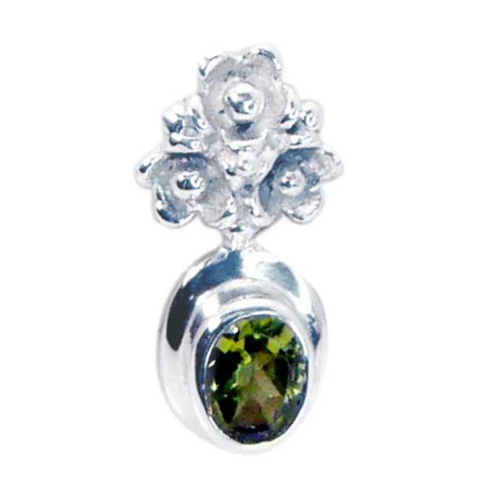 Peridot Featherlight French Silver Solitaire Amelia Romantic Green Pendant Jewelry