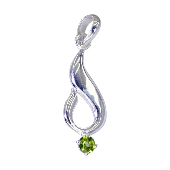Peridot Featherlight German 92.5 Silver Solitaire Laura Bubble Green Pendant Jewellery