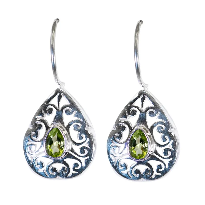 Peridot French Alina Solitaire Dangle Green 925 Silver Earring