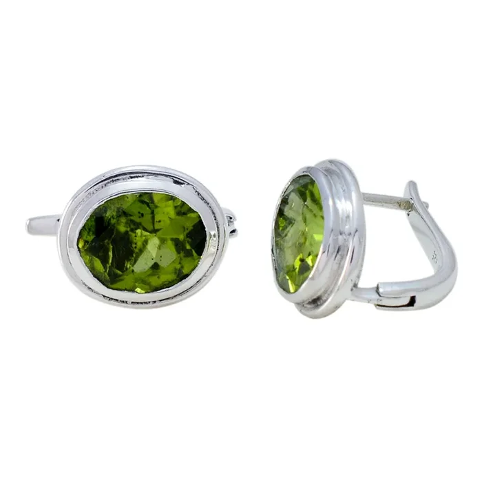 Peridot French Hannah Solitaire Stud Green 92.5 Silver Earring