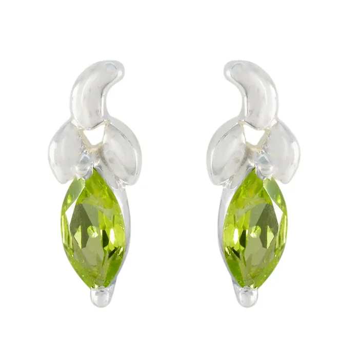 Peridot French Sara Solitaire Stud Green 92.5 Silver Earring