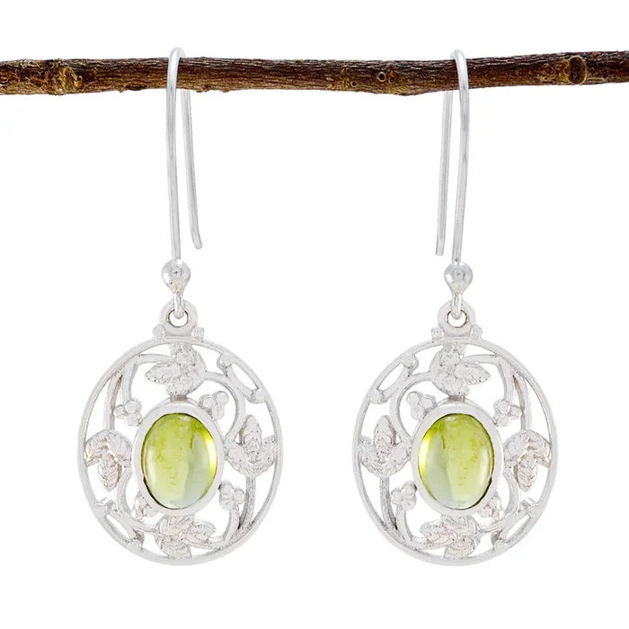 Peridot German Julia Solitaire Dangle Green Silver Earring