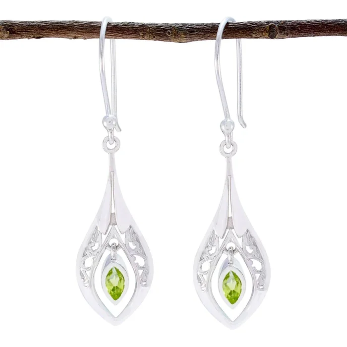 Peridot Italian Camila Solitaire Dangle Green 92.5 Silver Earring
