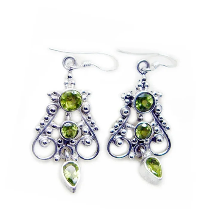Peridot Mexican Aiko multiple Dangle Green 92.5 Silver Earring