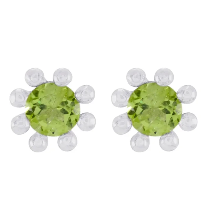 Peridot Moroccan Ines Solitaire Stud Green Silver Earring