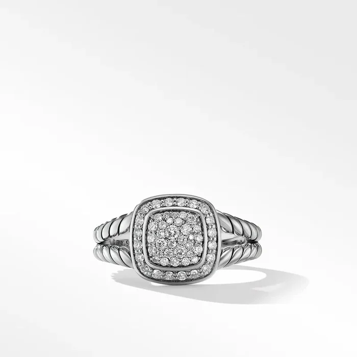 Petite Albion® Ring in Sterling Silver with Pavé Diamonds, 7mm