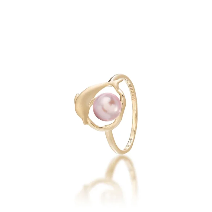 Pick A Pearl Bubble Dolphin Ring in Gold – 13mm