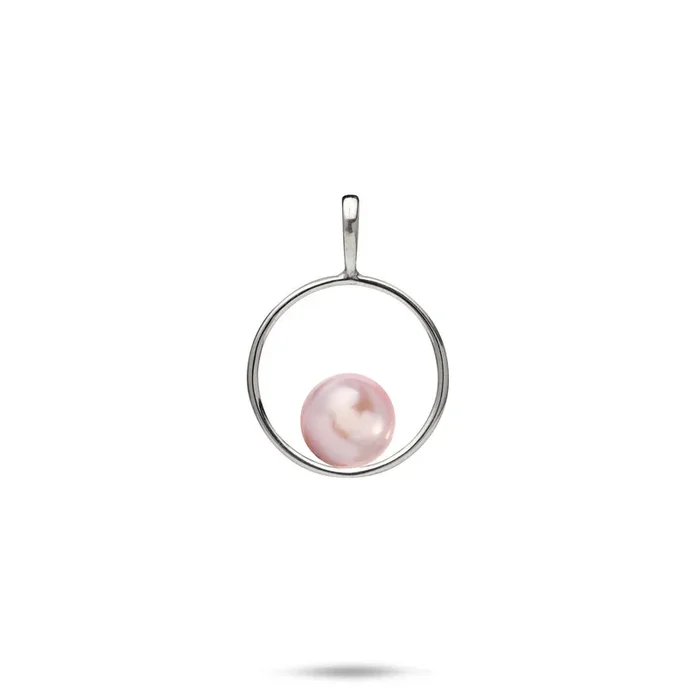 Pick A Pearl Circle of Life Pendant in White Gold – 15mm