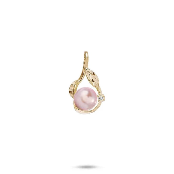 Pick A Pearl Maile Pendant in Gold with Diamond – 20mm