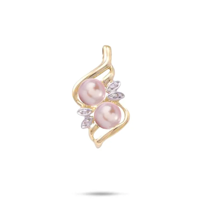 Pick A Pearl Maile Pendant in Gold with Diamonds – 27mm