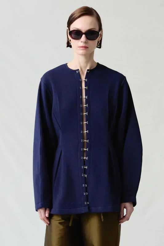 Pinch Waist Cardigan Navy