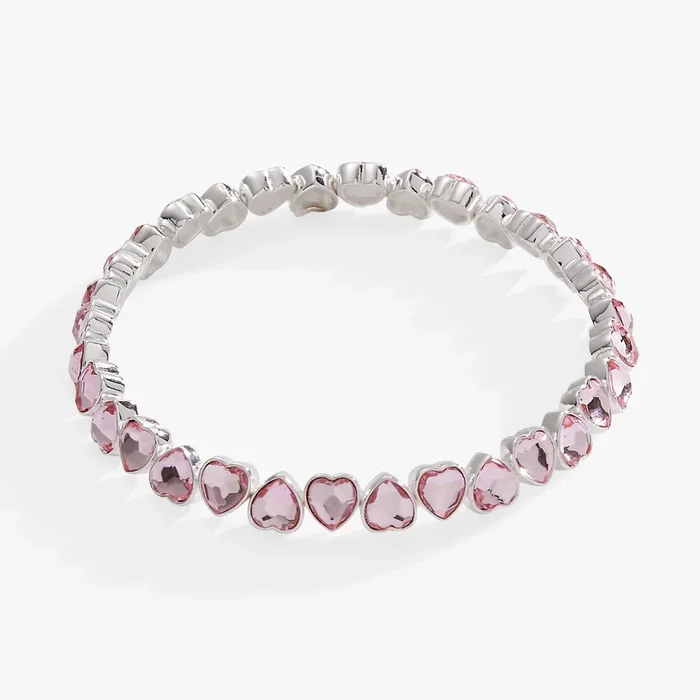 Pink Crystal Heart Stretch Bracelet