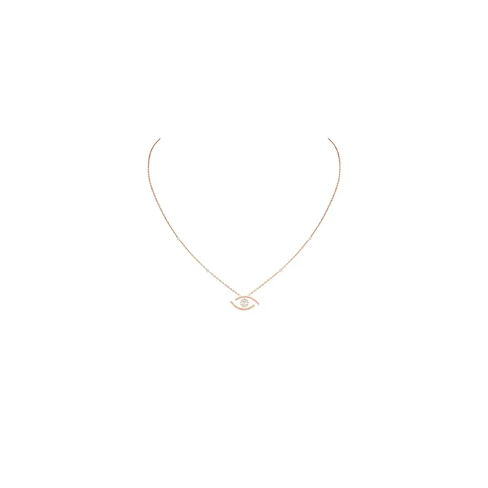 Pink gold necklace woman messika lucky eye with diamonds 7524R – Lepage