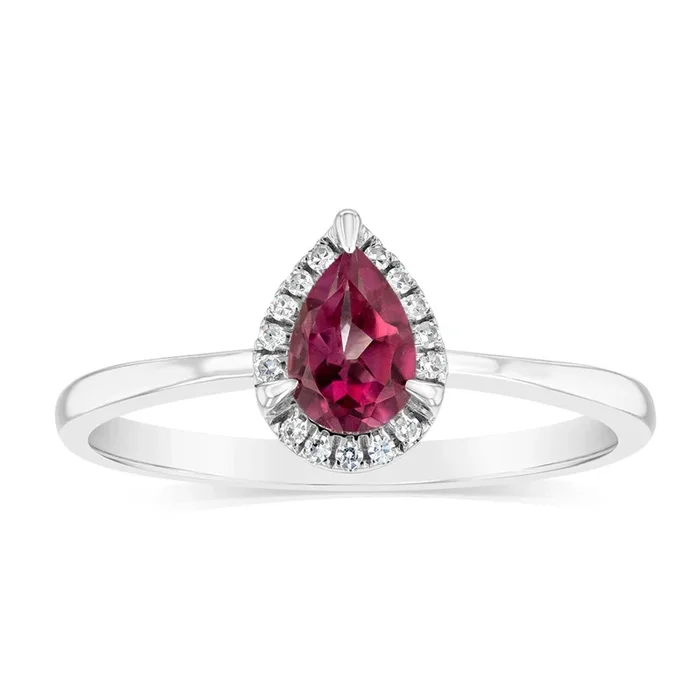 Pink Topaz and Diamond Ring in 9ct White Gold