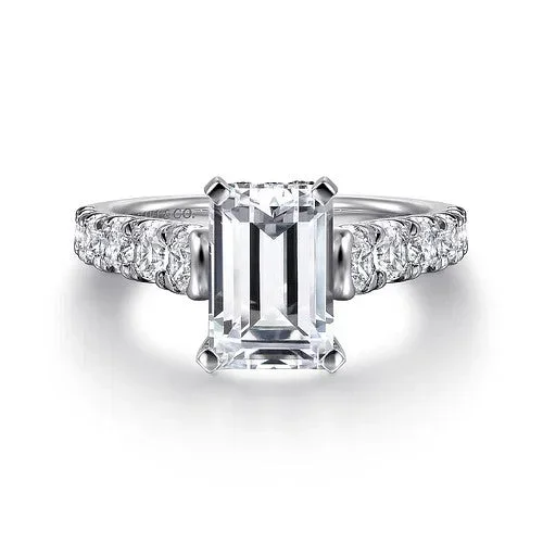 Piper – 14K White Gold Emerald Cut Diamond Engagement Ring (Setting Only)