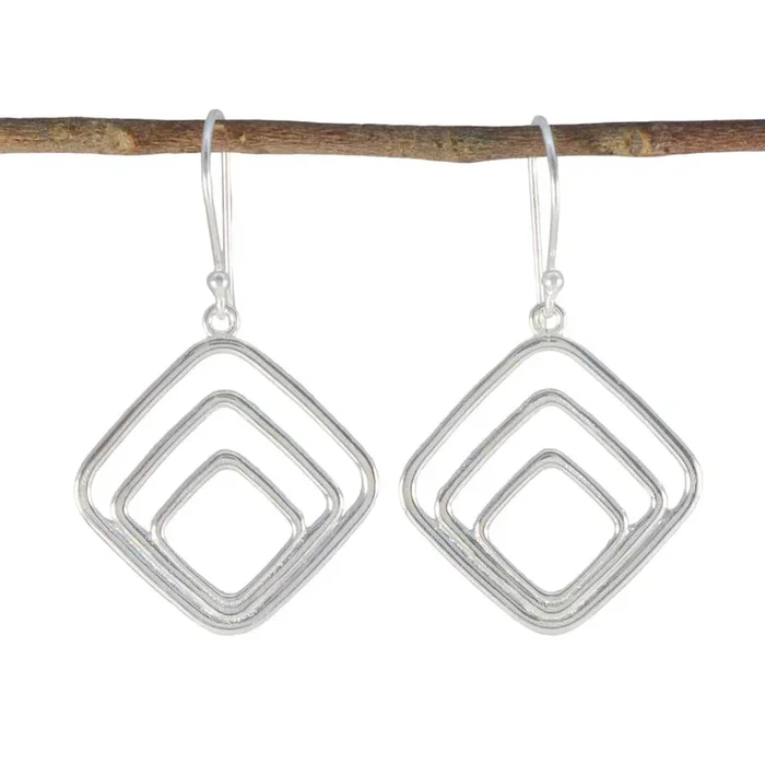 Plain Mexican Joaquina plain Dangle Gray 92.5 Silver Earring