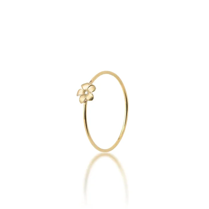 Plumeria Ring in Gold with Diamond – 5mm