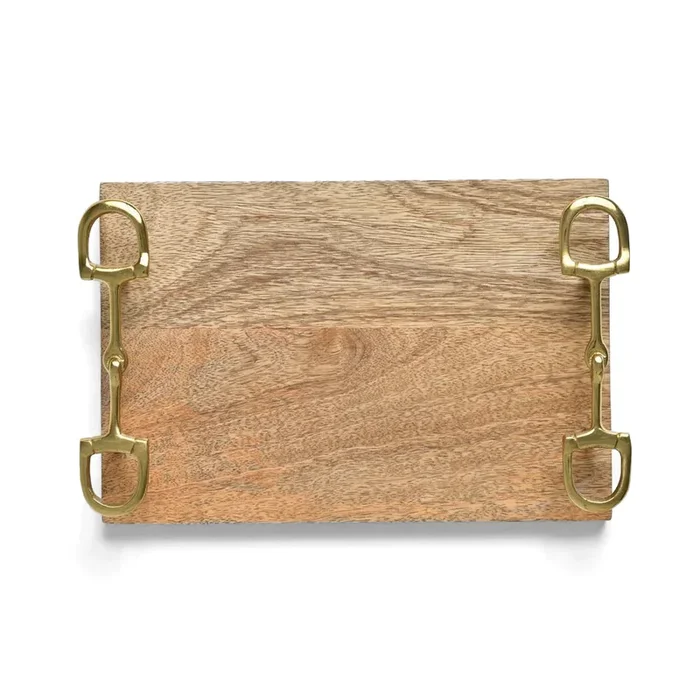 Pomegranate Wooden Cheese Tray with Snaffle Handles