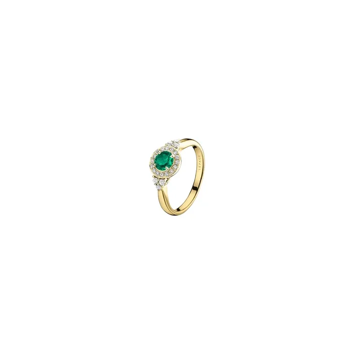 Pompadour engagement ring yellow gold, emerald and diamonds | LEPAGE