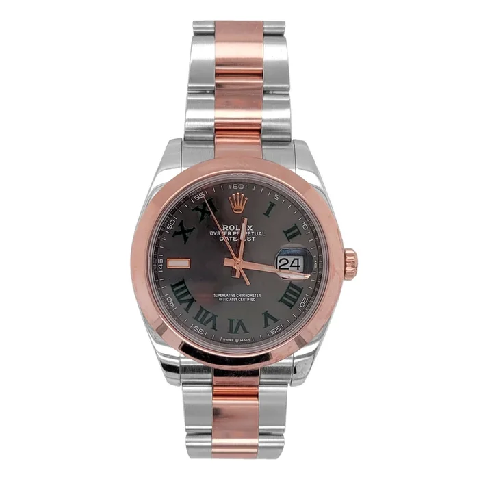 Pre-Owned Rolex Two-Tone Steel & 18K Everose Gold Datejust with 41X41 MM Grey Round Dial. W126301-Wimbledon