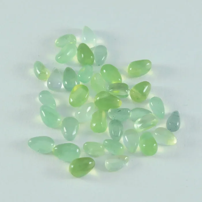 Prehnite 10PC Tiny 4×6 MM Pear Cabochon Green Genuine semi Precious Loose Gemstones