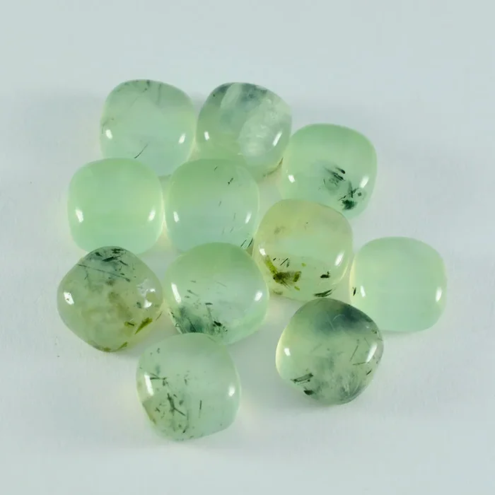 Prehnite 1PC Small 7×7 MM Cushion Cabochon Green Pure semi Precious Loose Gemstones