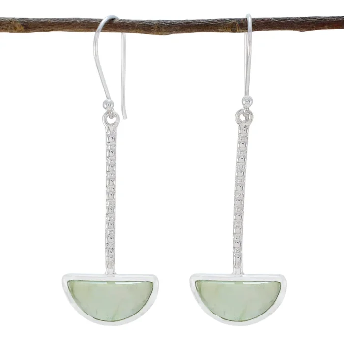 Prehnite Russian Zoe Solitaire Dangle Green 92.5 Silver Earring