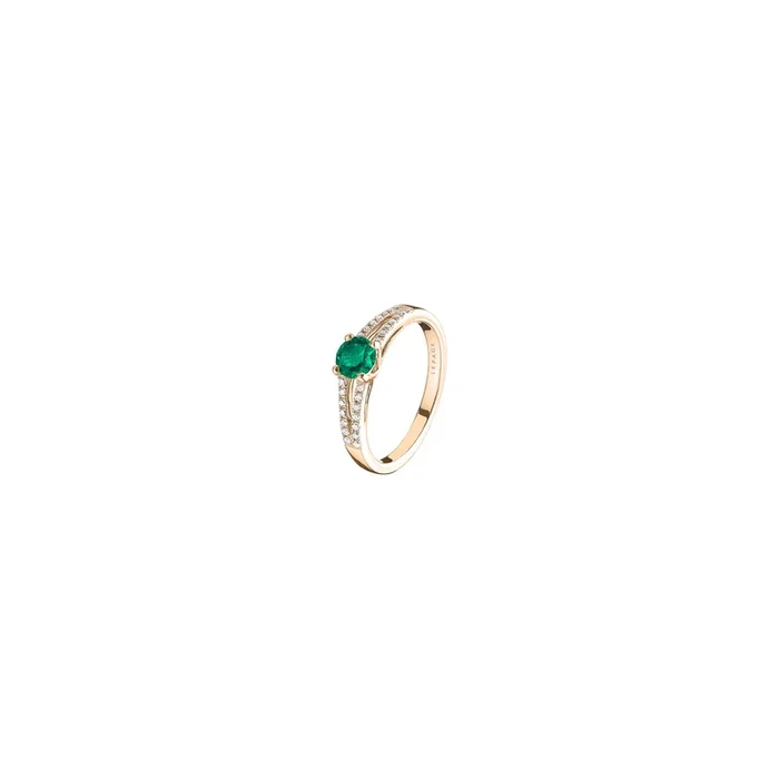 Première Dame engagement ring rose gold emerald diamonds | LEPAGE