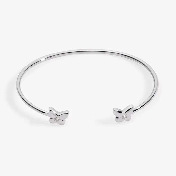 Puffy Butterfly Crystal Flex Cuff Bracelet