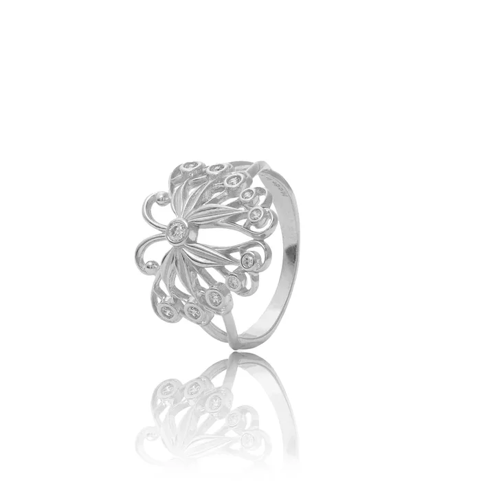 Pulelehua (Butterfly) Ring in Sterling Silver with Cubic Ziconia – 9-10mm