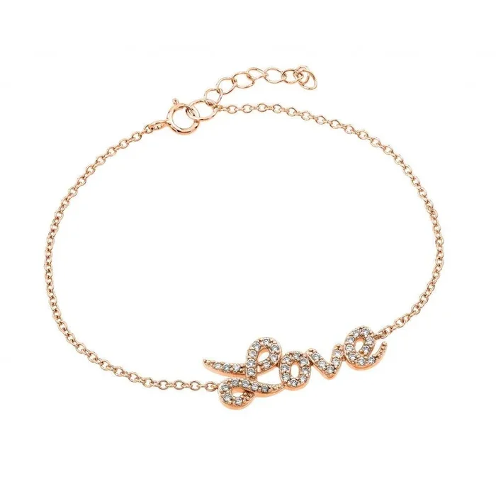 Pulsera con incrustaciones de circonita cúbica de amor chapada en oro rosa de plata 925 – BGB00188RGP