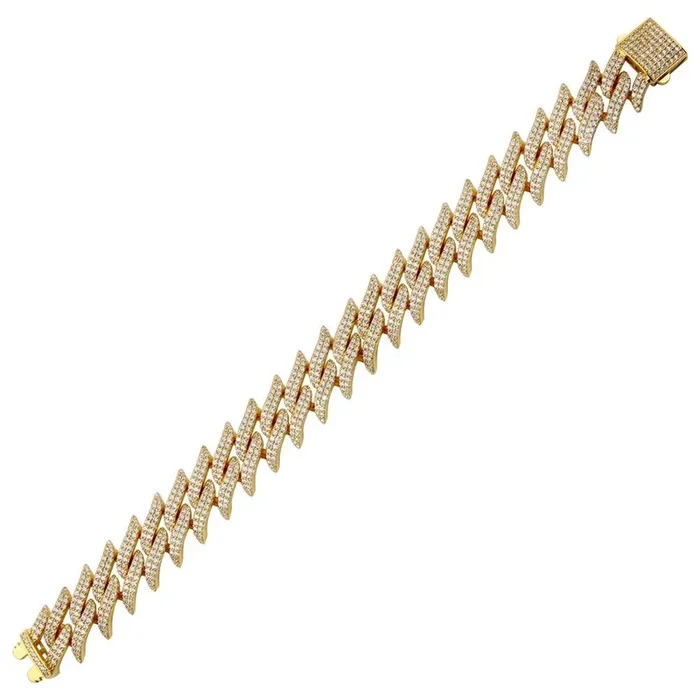 Pulsera de alambre de púas con incrustaciones de circonitas cúbicas, bañada en oro de 17,9 mm – GMB00099GP