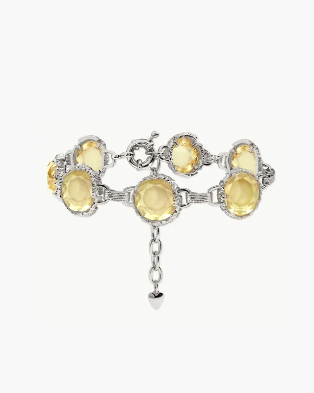 Pulsera de cuarzo de miel en plata