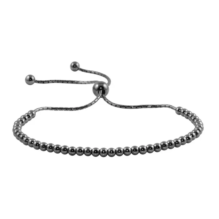 Pulsera de cuentas de plata de ley 925 con baño de rodio negro – DIB00015RT