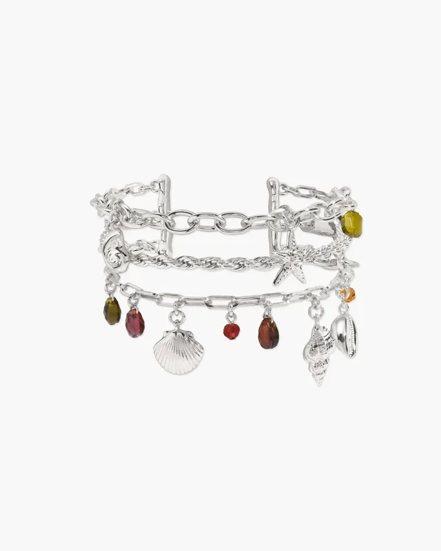 Pulsera de encanto de bailarina de coral en plata