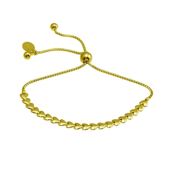Pulsera de eslabones de corazón en plata de ley 925 bañada en oro – ITB00319-GP