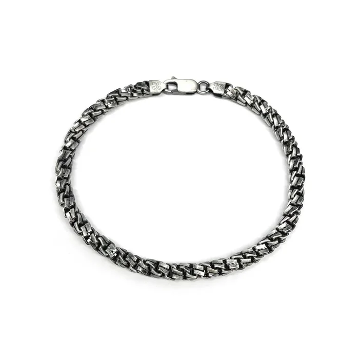Pulsera de eslabones trenzados chapados en metal de ley 925 – BSB0007