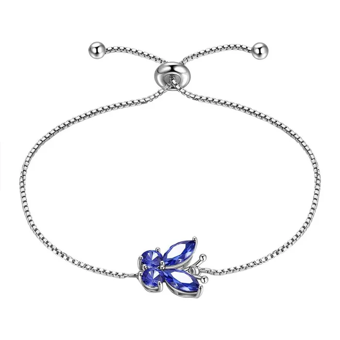 Pulsera de mariposa con piedra natal de diciembre, tanzanita, joyería para mujeres y niñas, regalo de cumpleaños