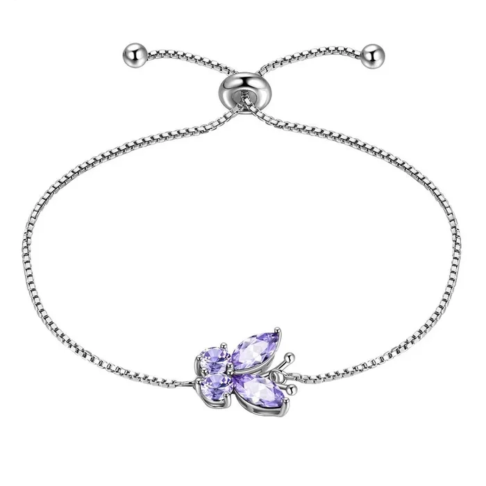 Pulsera de mariposa con piedra natal de junio de Alejandrita, joyería para mujeres y niñas, regalo de cumpleaños