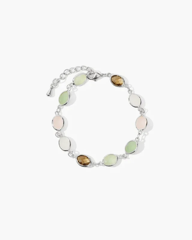 Pulsera de piedra romance caprichoso en plata