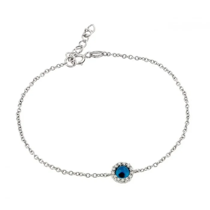 Pulsera de plata 925 chapada en rodio con circonita cúbica y mal de ojo – BGB00168