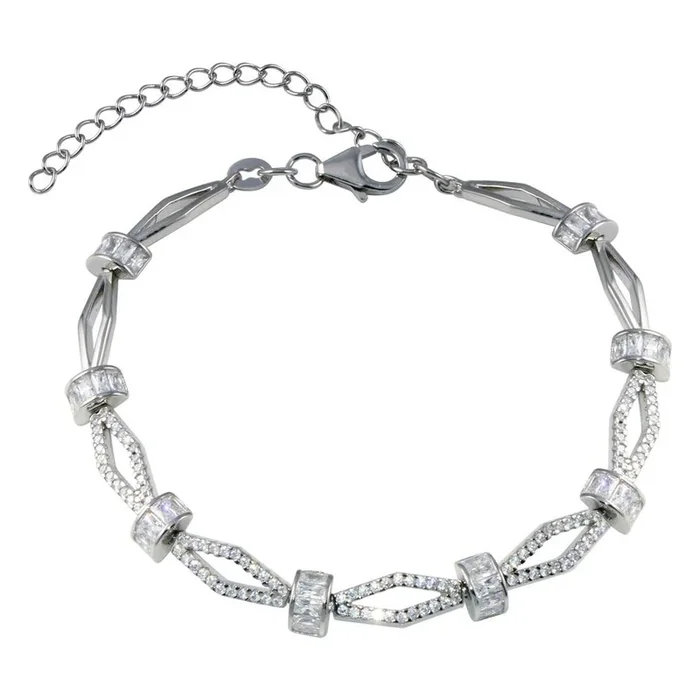 Pulsera de plata de ley 925 rodiada con circonitas y confeti – STB00581