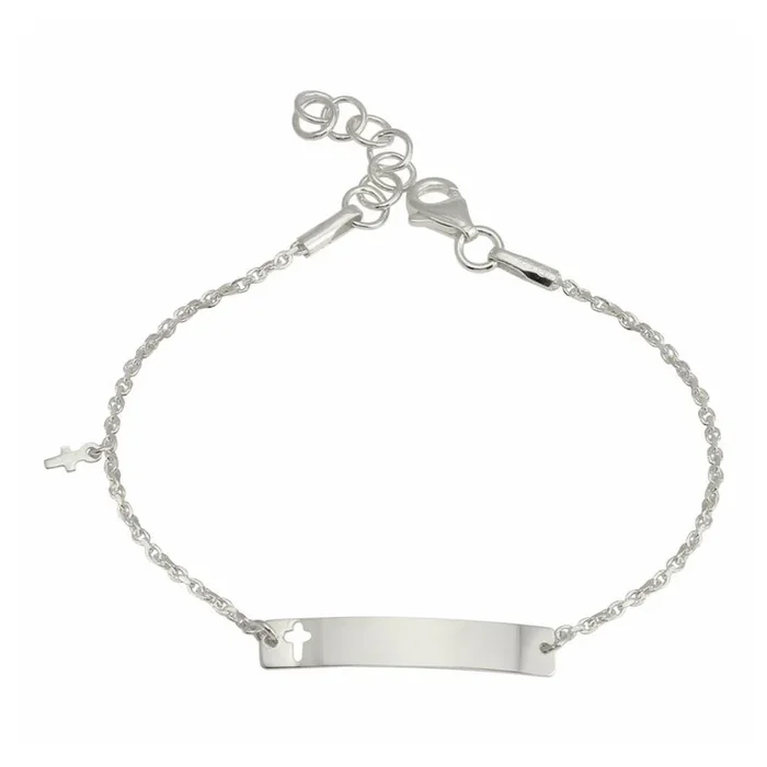 Pulsera de plata de ley 925 rodiada con cruz colgante para bebé – DIB00077RH
