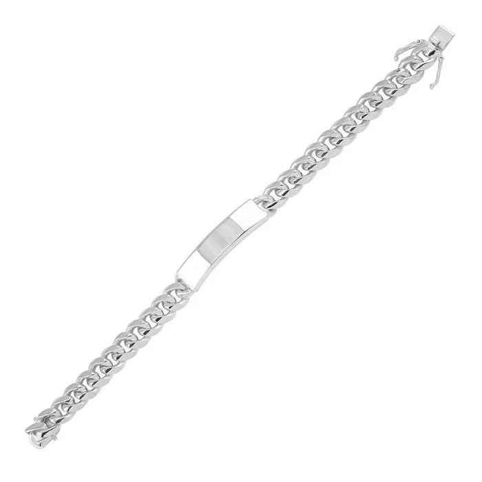 Pulsera de plata de ley 925 rodiada con eslabones cubanos de Miami de 10,7 mm – CDIB00039RH