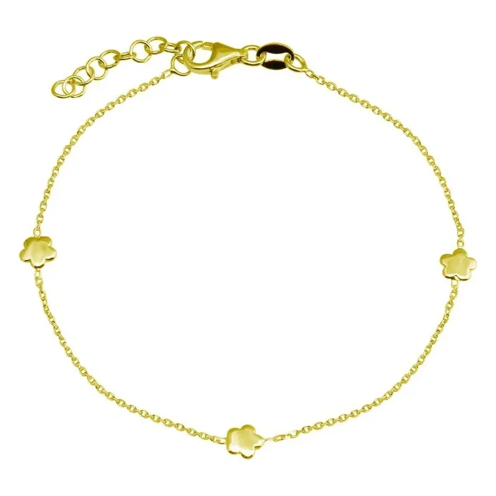 Pulsera de una sola hebra de plata de ley 925 bañada en oro con tres estrellas – VGB26GP