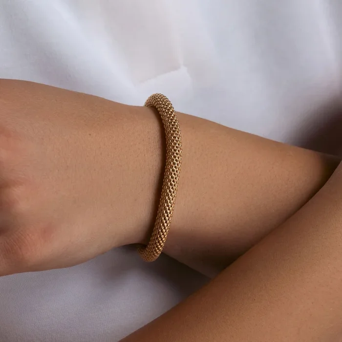 Pulsera Italiana con Cuentas de Plata 925 Chapada en Oro – ITB00006GP