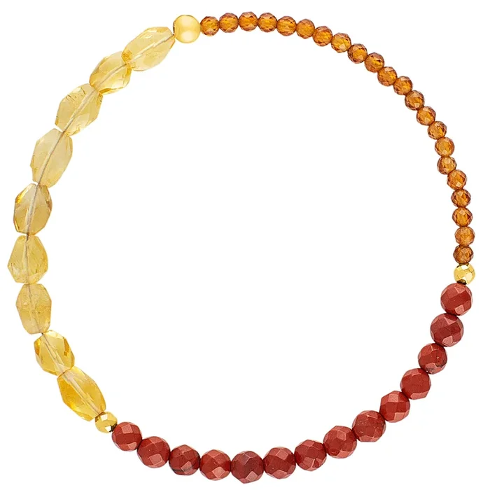 Pyrite’s Booty Bracelet in Jasper & Hessonite with Citrine Faceted Ovals