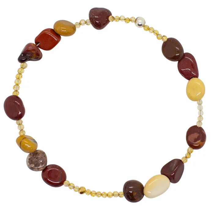Pyrite’s Booty Bracelet in Mixed Tumbled Mookaite & 2mm Citrine