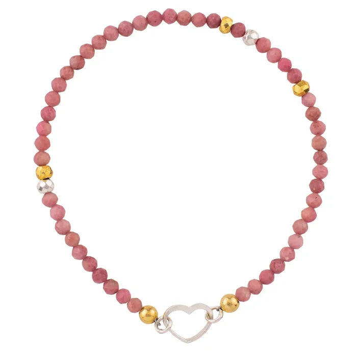 Pyrite’s Booty Bracelet in Rhodonite & Heart Ring